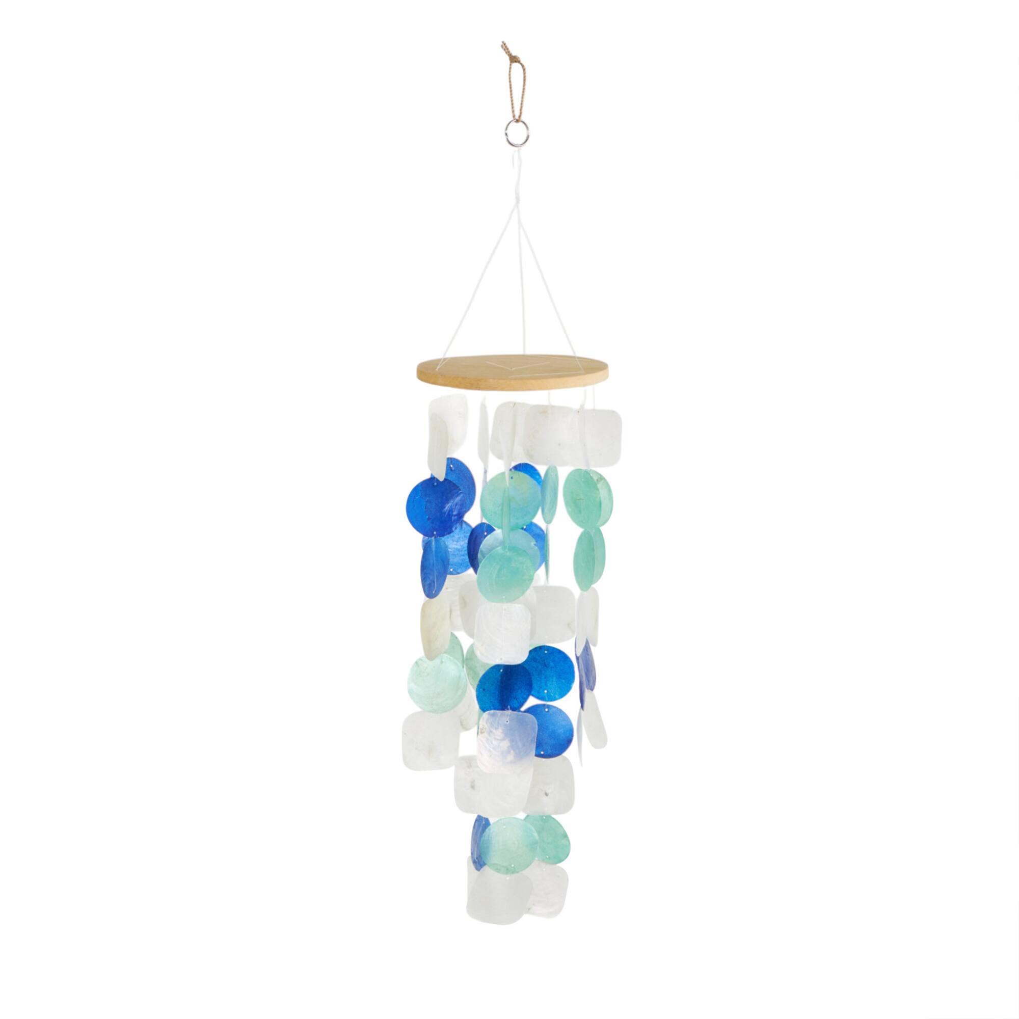 22" White Capiz Shell Waterfall Indoor Outdoor Windchime Accents